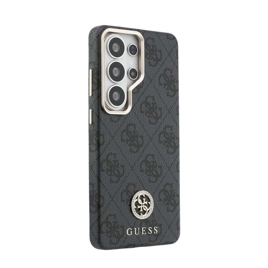 Zadní kryt Guess PU Leather 4G Strass Logo Gold Frame Magnetic pro Samsung Galaxy S26 Ultra černý - náhled 4