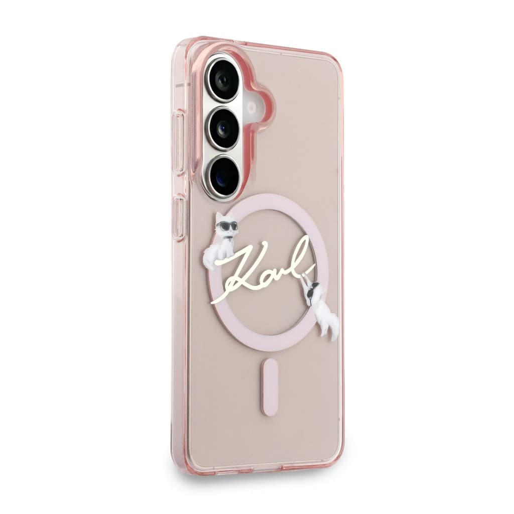 Zadní kryt Karl Lagerfeld IML Choupette Karl Script Logo Magnetic pro Samsung Galaxy S26 růžový - náhled 4