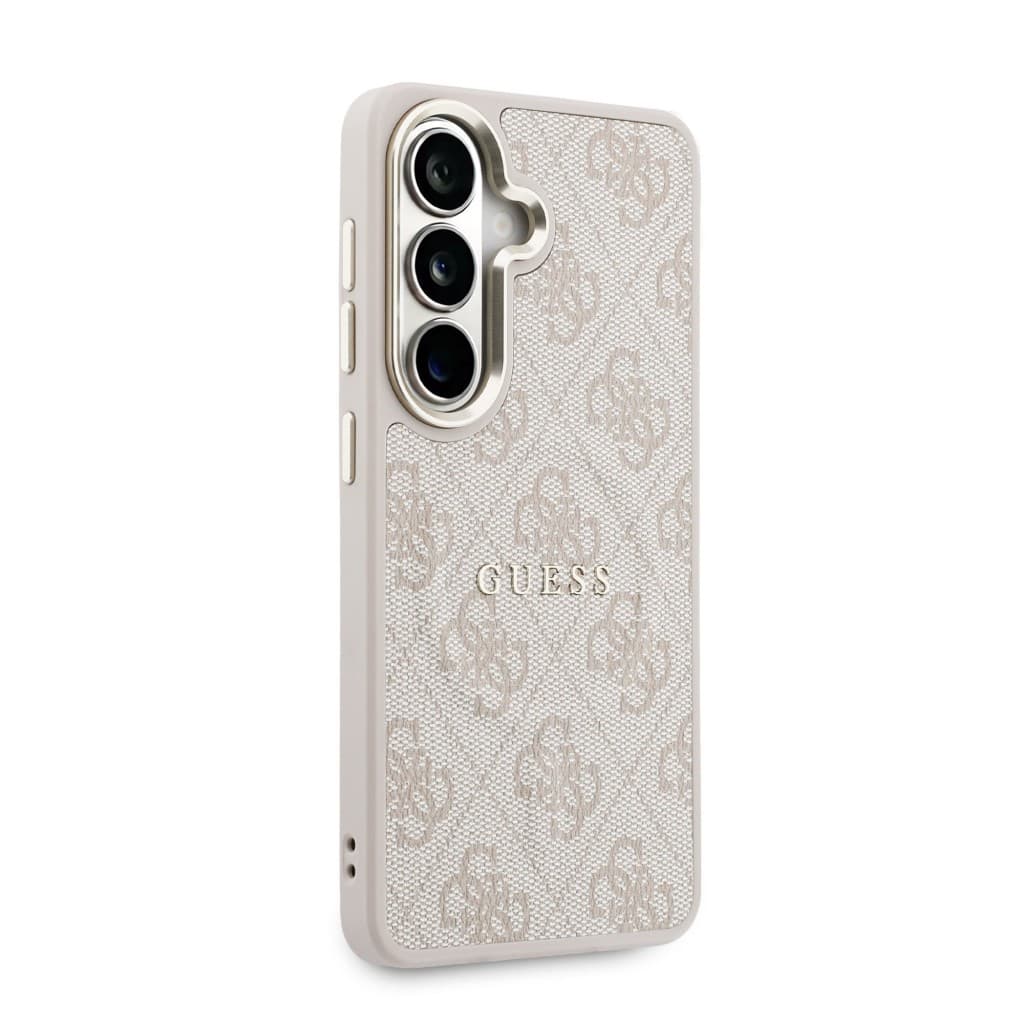 Zadní kryt Guess PU Leather 4G Gold Frame Magnetic pro Samsung Galaxy S26 růžový - náhled 4