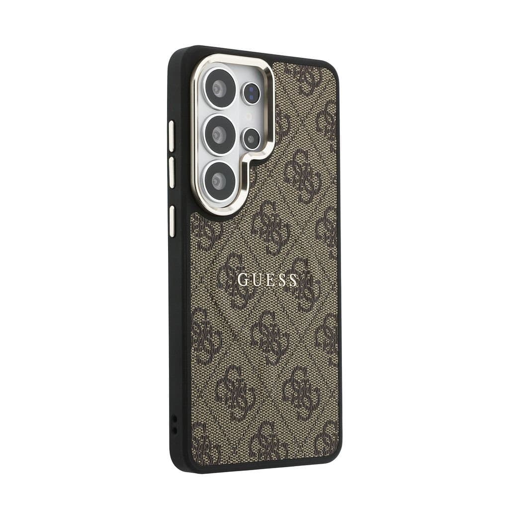 Zadní kryt Guess PU Leather 4G Gold Frame Magnetic pro Samsung Galaxy S26 Ultra hnědý - náhled 4