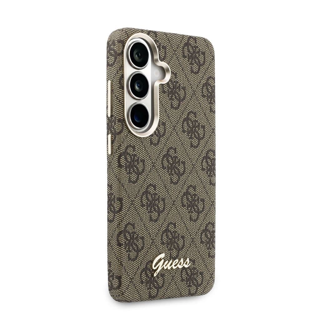 Zadní kryt Guess PU 4G Script Metal Logo Magnetic pro Samsung Galaxy S26 hnědý - náhled 4
