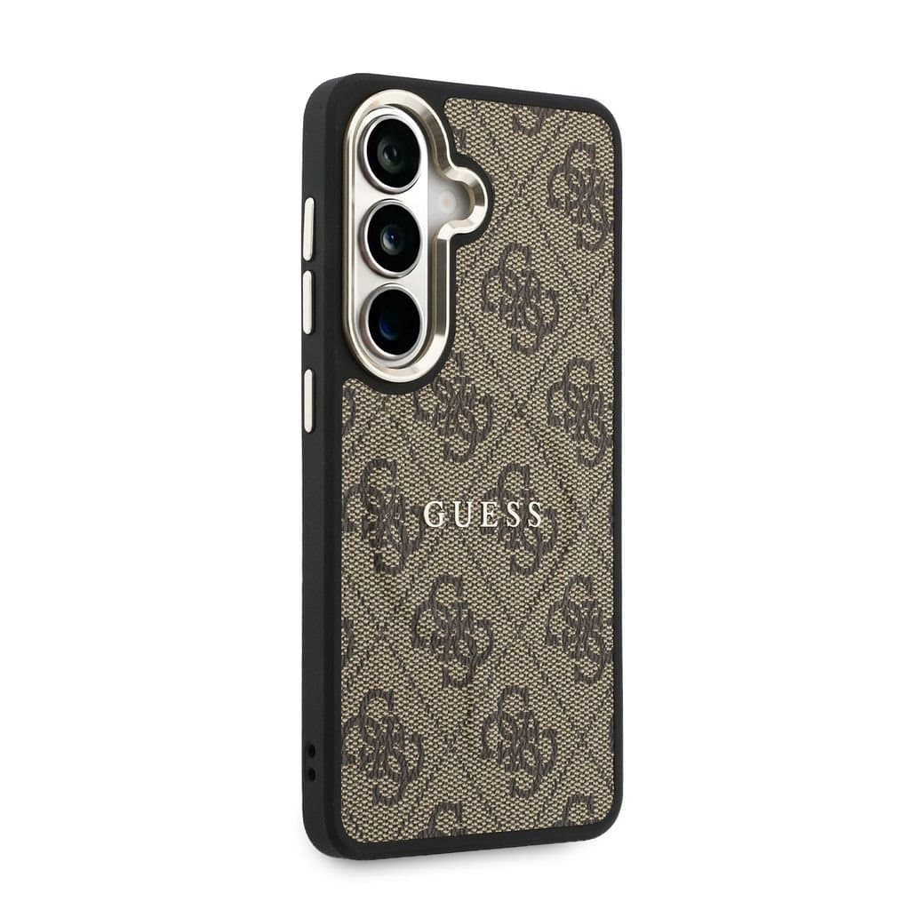 Zadní kryt Guess PU Leather 4G Gold Frame Magnetic pro Samsung Galaxy S26 hnědý - náhled 4