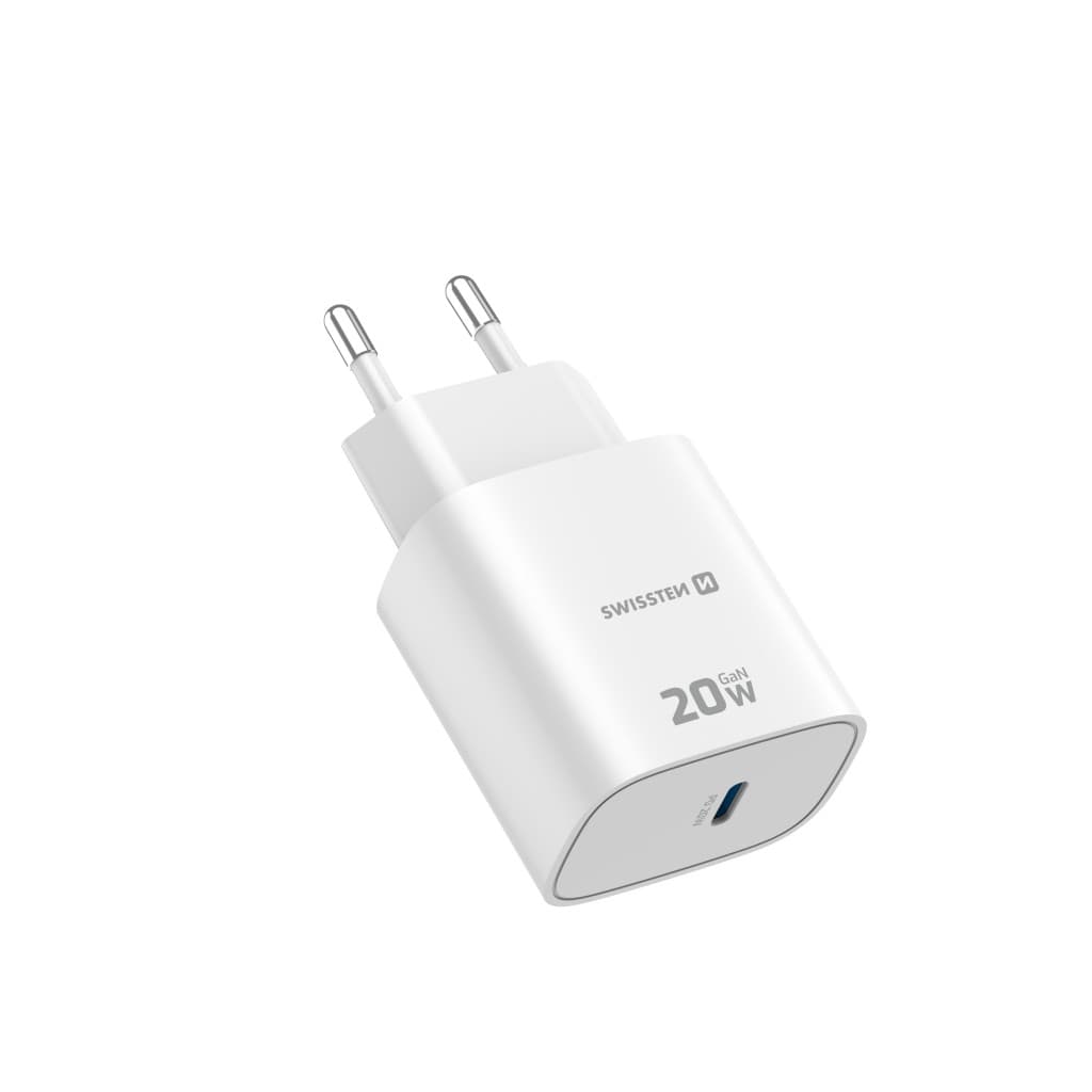 Adaptér Swissten Edge Gan 1x USB-C PD 20W bílý - náhled 4