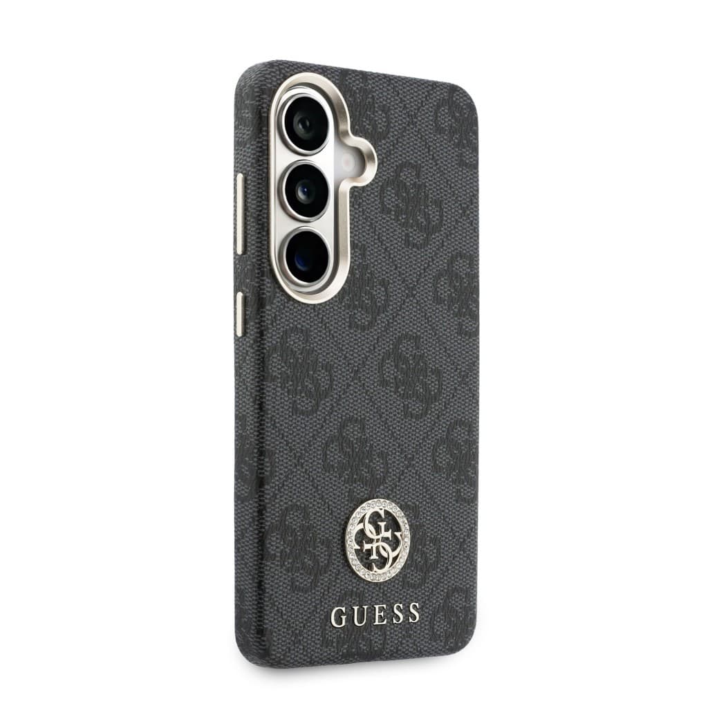 Zadní kryt Guess PU Leather 4G Strass Logo Gold Frame Magnetic pro Samsung Galaxy S26 černý - náhled 4