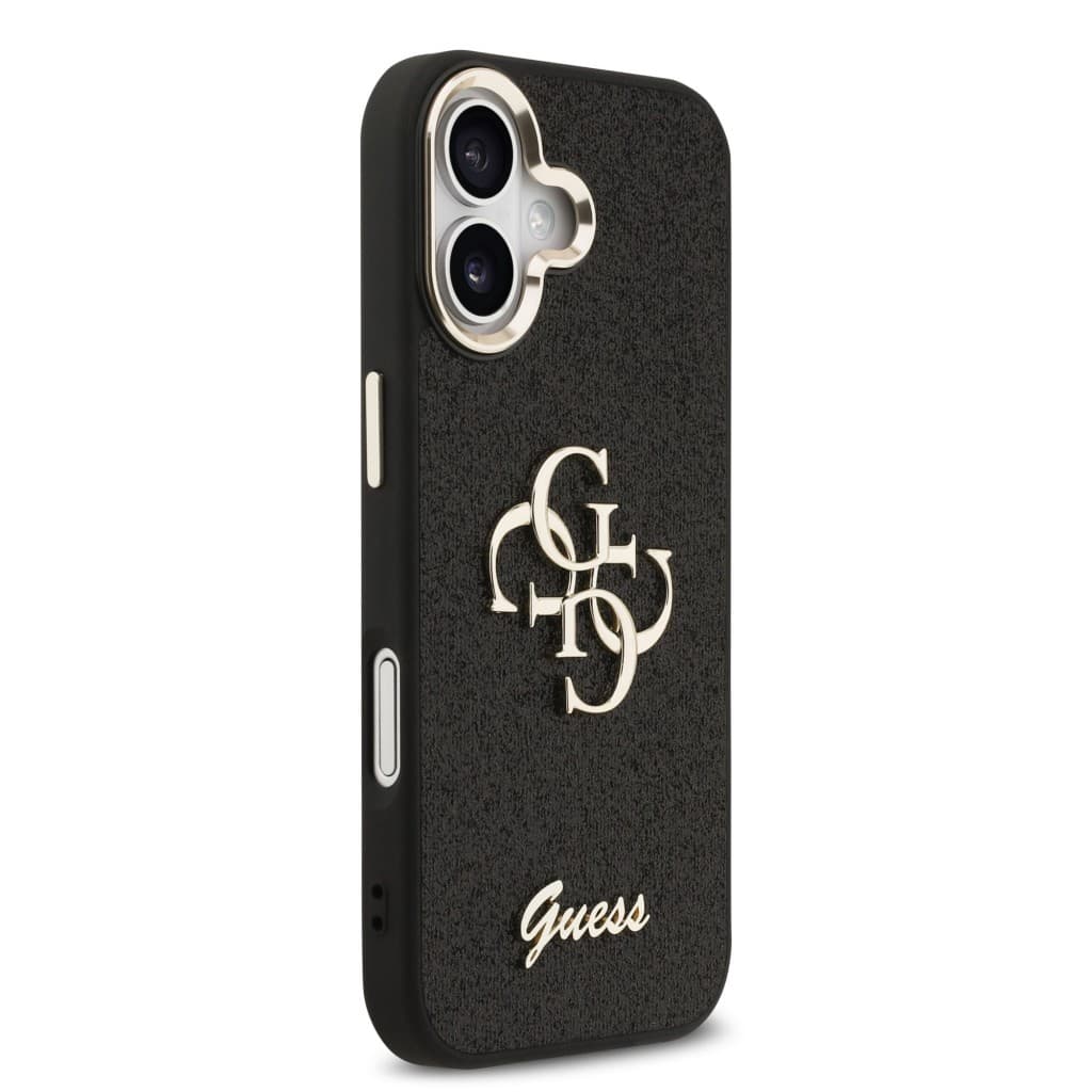 Kryt Guess PU Fixed Glitter 4G Metal Frame pro iPhone 17 černý - náhled 4