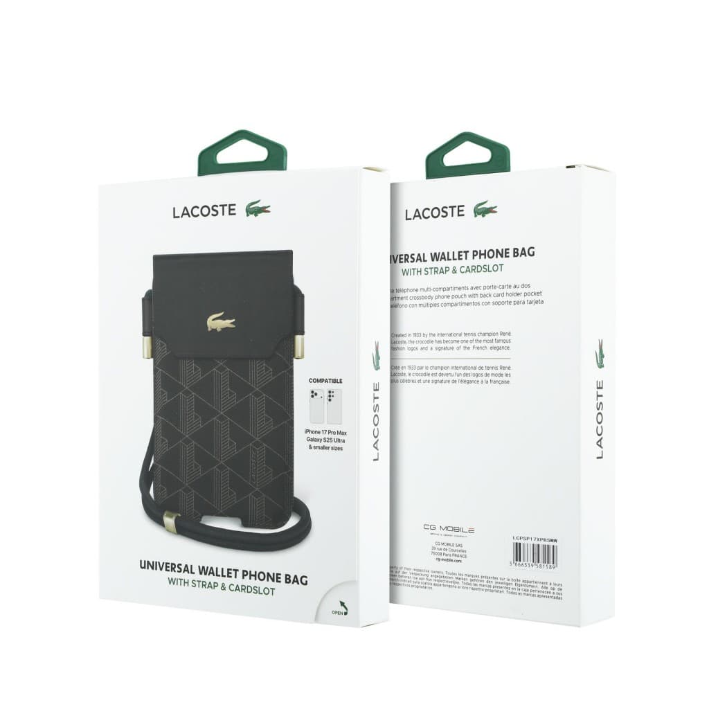 Kabelka na telefon Lacoste PVC Blend Monogram Metal Logo XL hnědá - náhled 4