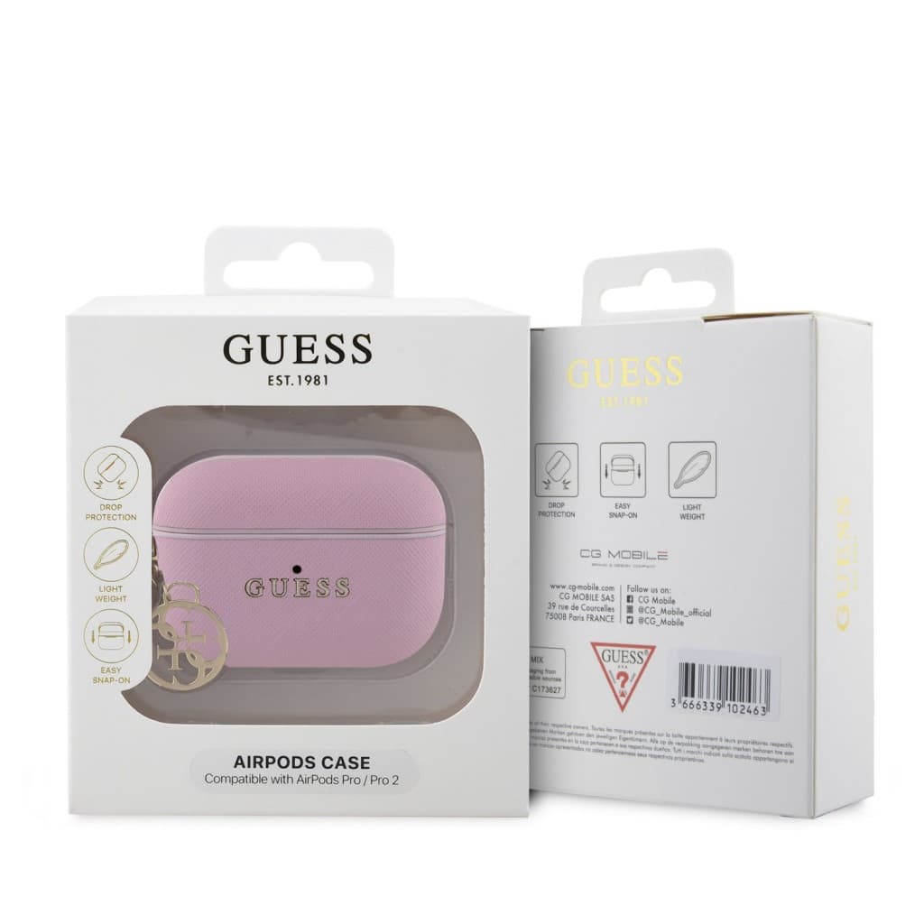 Pouzdro Guess Saffiano 4G Charm pro AirPods Pro 2 růžové - náhled 4