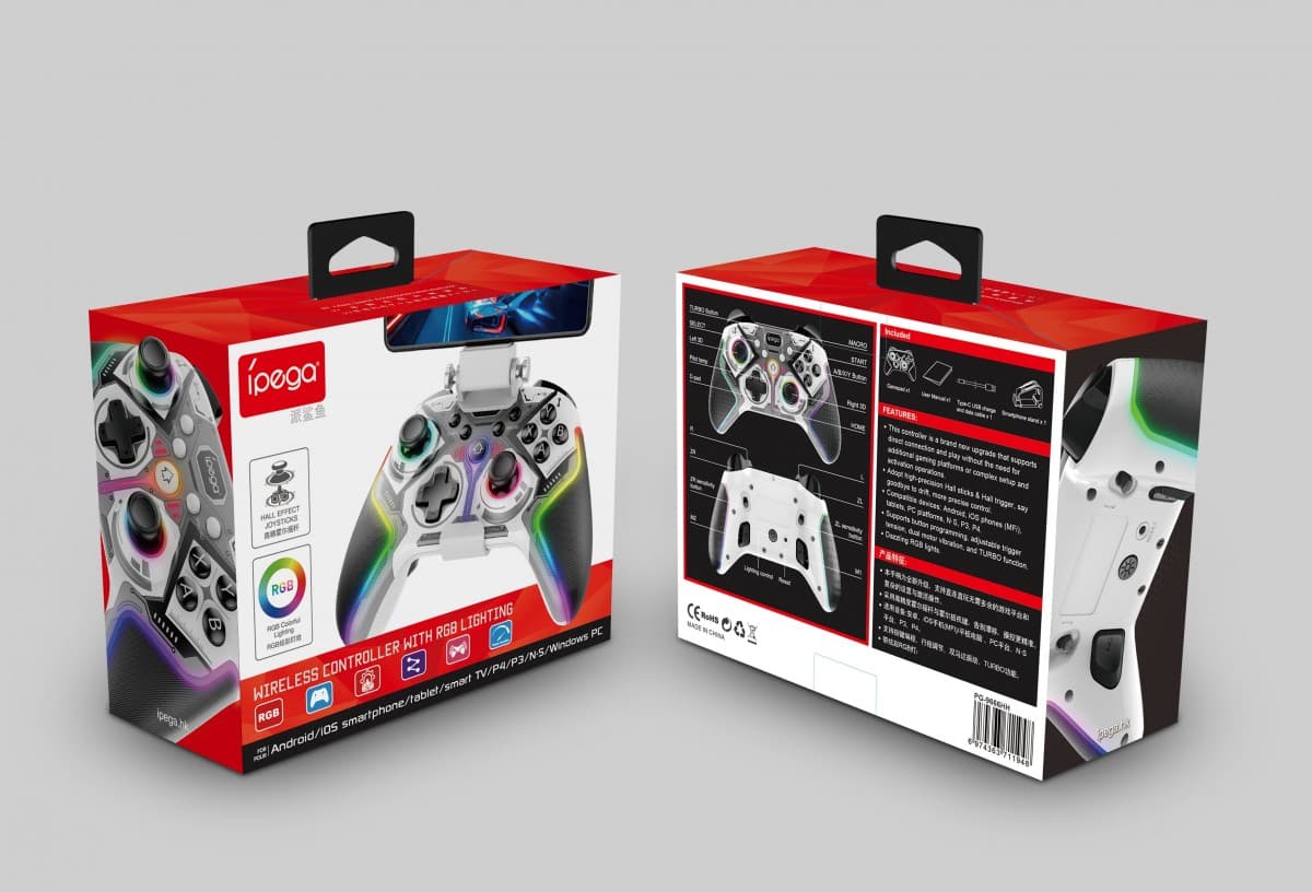 Gamepad iPega 9666HH Bluetooth RGB pro Android/iOS/PS3/PS4/PC/N-Switch šedý - náhled 4
