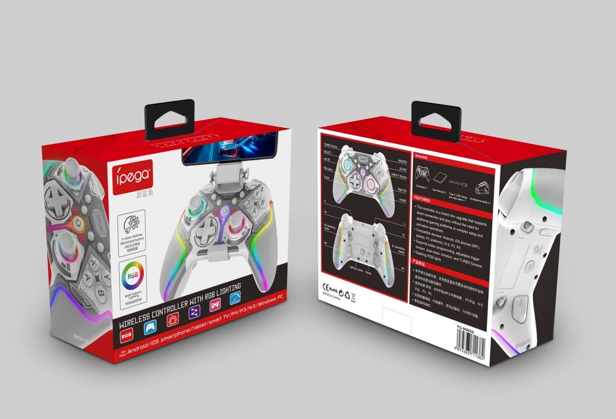 Gamepad iPega 9666BH Bluetooth RGB pro Android/iOS/PS3/PS4/PC/N-Switch bílý - náhled 4
