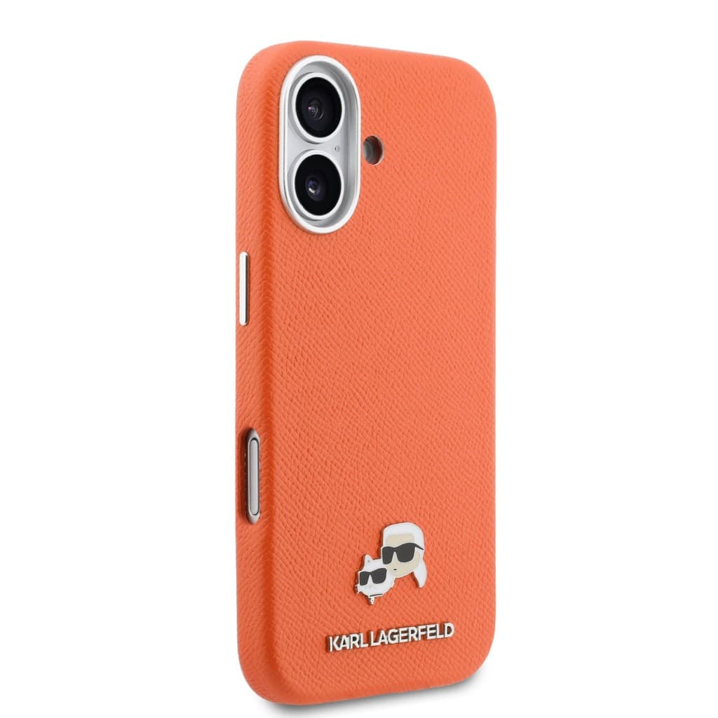Zadní kryt Karl Lagerfeld PU Karl and Choupette Heads Pins MagSafe pro iPhone 17 oranžový - náhled 4