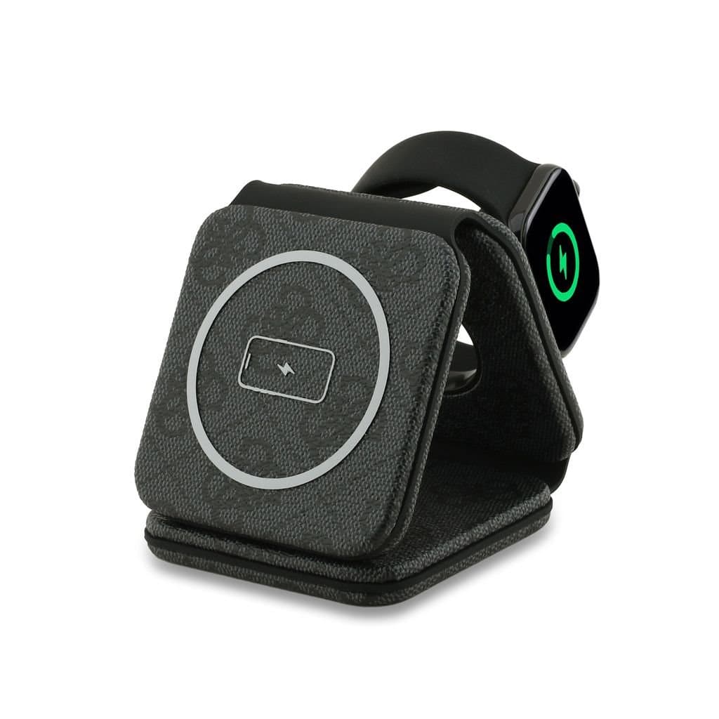Bezdrátová nabíječka Guess PU 4G MagSafe 3v1 černá - náhled 4