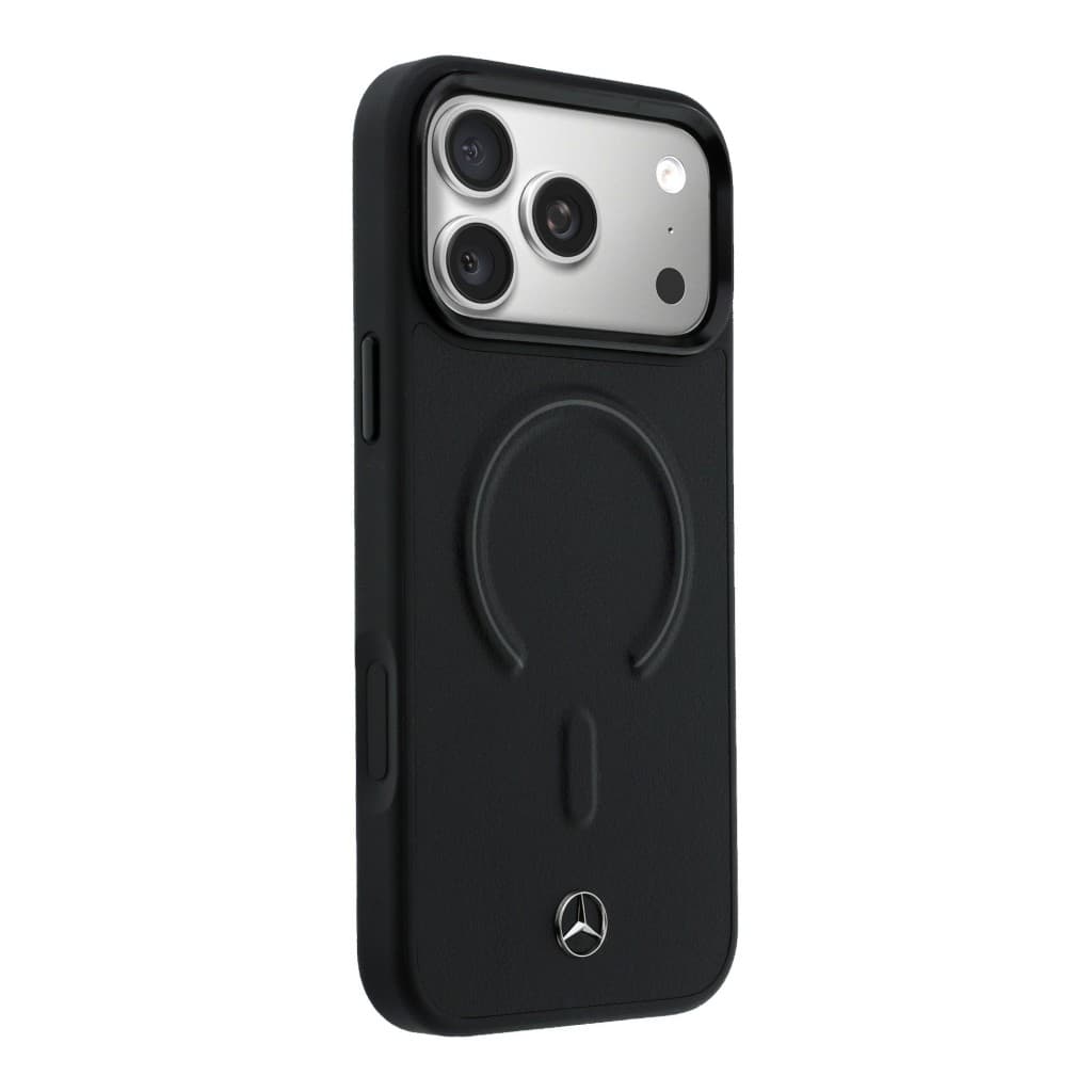 Zadní kryt Mercedes PU Leather 3D MagSafe pro iPhone 17 Pro černý - náhled 4