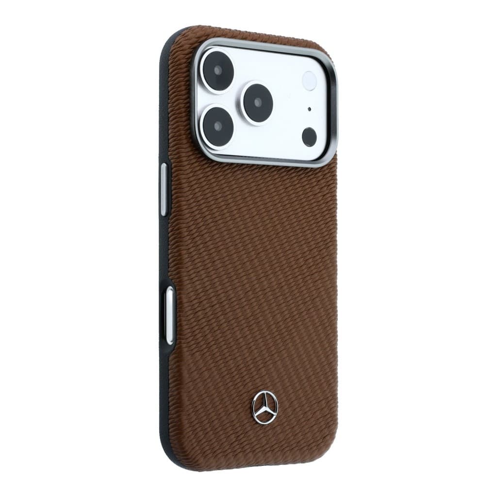 Zadní kryt Mercedes PU Leather Semi Wrap MagSafe pro iPhone 17 Pro Max pískový - náhled 4