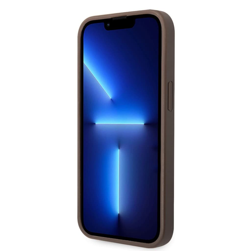 Guess PU 4G Metal Logo Zadní Kryt pro iPhone 14 Brown - náhled 4