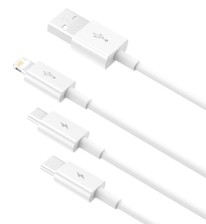 Baseus CAMLTYS-02 Superior Fast Charging Datový Kabel 3v1 USB-C, Lightning, MicroUSB 1.5m White - náhled 4