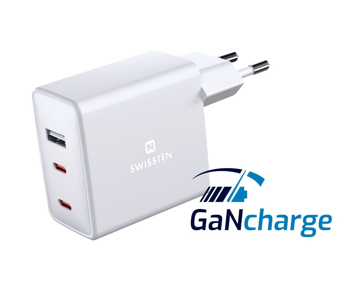 Swissten síťový adaptér gan 2x usb-c + 1xusb 70w - náhled 4