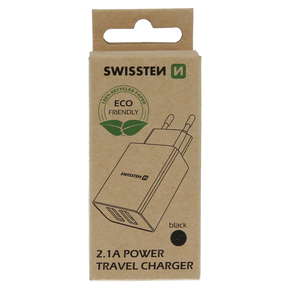 Swissten síťový adaptér smart ic 2x usb 2,1a power černý (eco balení) - náhled 4