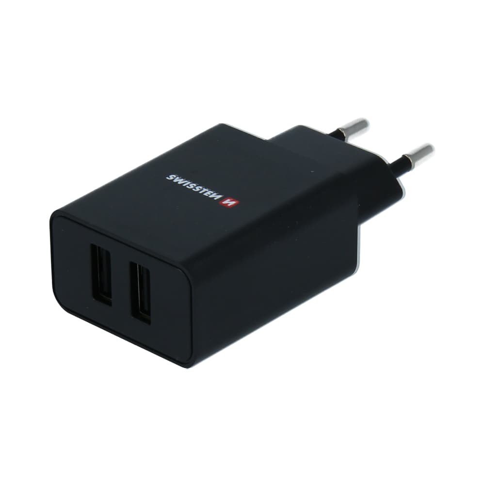 Swissten síťový adaptér smart ic 2x usb 2,1a power černý - náhled 4