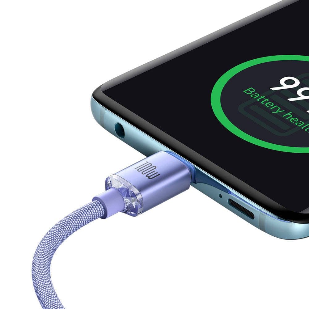 Baseus CAJY000605 Crystal Shine Series Datový Kabel USB-C - USB-C 100W 1,2m Purple - náhled 4