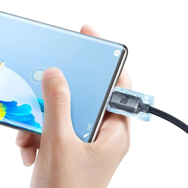 Baseus CAJY000401 Crystal Shine Series Datový Kabel USB - USB-C 100W 1,2m Black - náhled 4