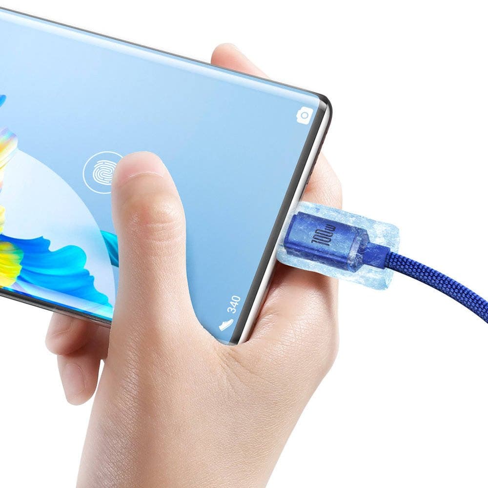 Baseus CAJY000403 Crystal Shine Series Datový Kabel USB - USB-C 100W 1,2m Blue - náhled 4