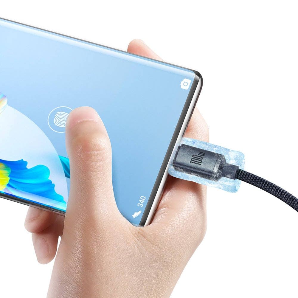 Baseus CAJY000501 Crystal Shine Series Datový Kabel USB - USB-C 100W 2m Black - náhled 4