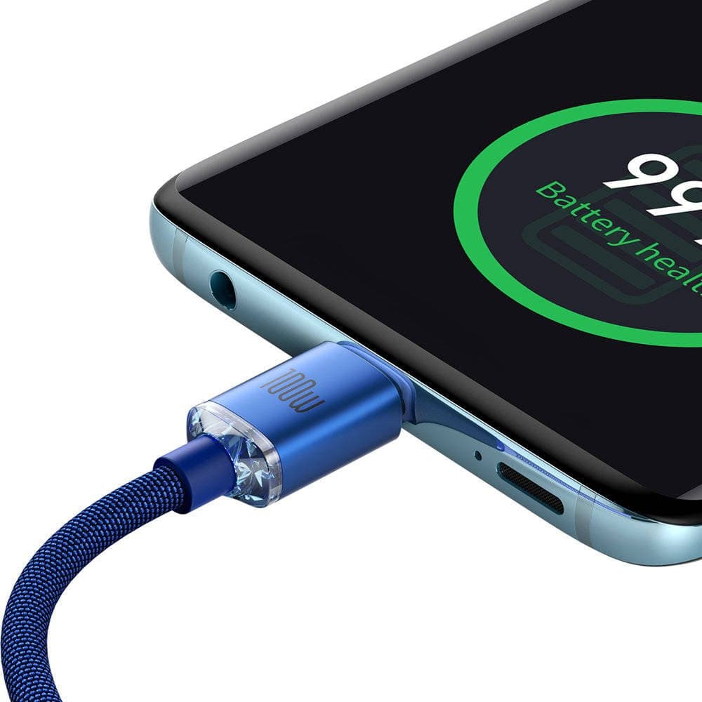 Baseus CAJY000703 Crystal Shine Series Datový Kabel USB-C - USB-C 100W 2m Blue - náhled 4