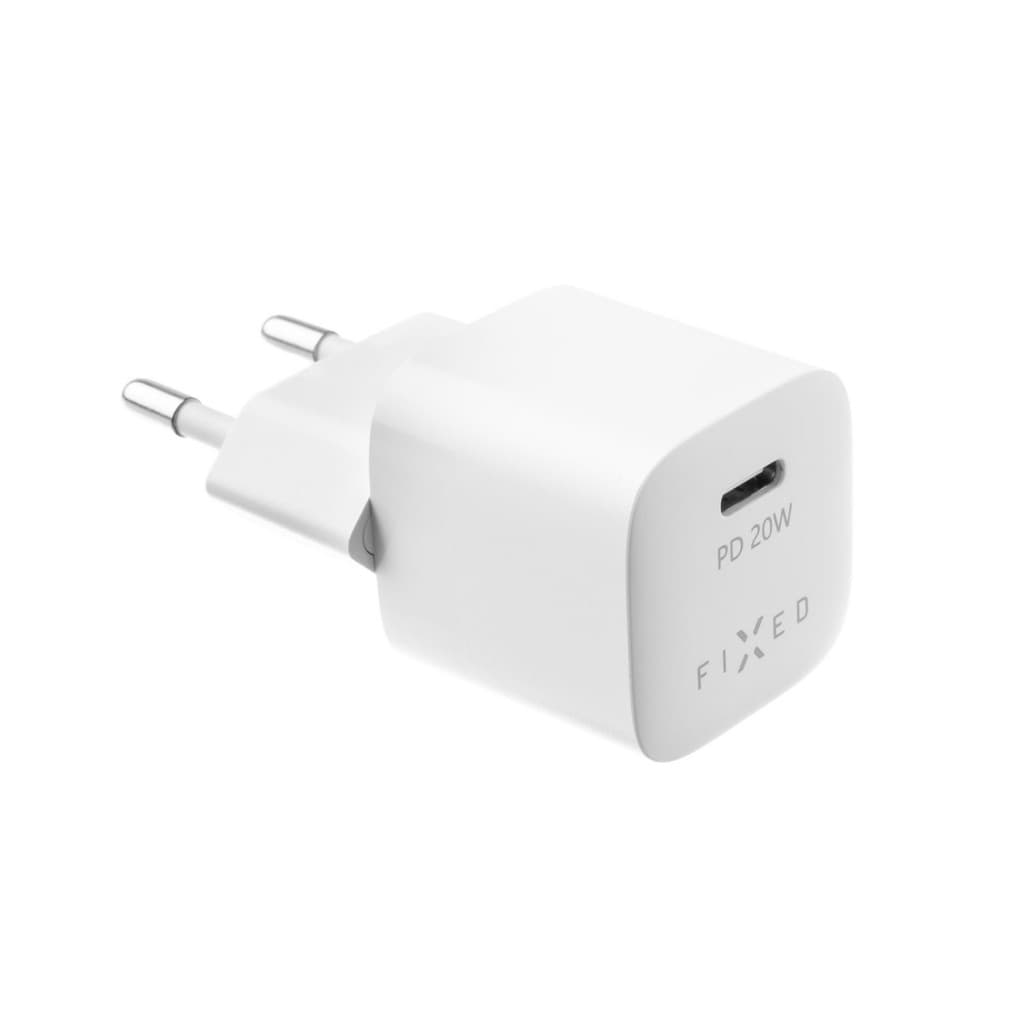 Set síťové nabíječky FIXED Mini s USB-C výstupem a USB-C/USB-C kabelu, podpora PD, 1 metr, 20W, bílý - náhled 4