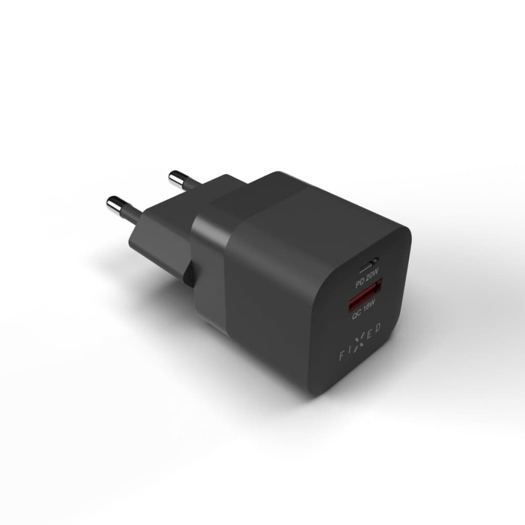 Síťová nabíječka FIXED Mini s USB-C a USB výstupem, podpora PD a QC 3.0, 20W, černý - náhled 4