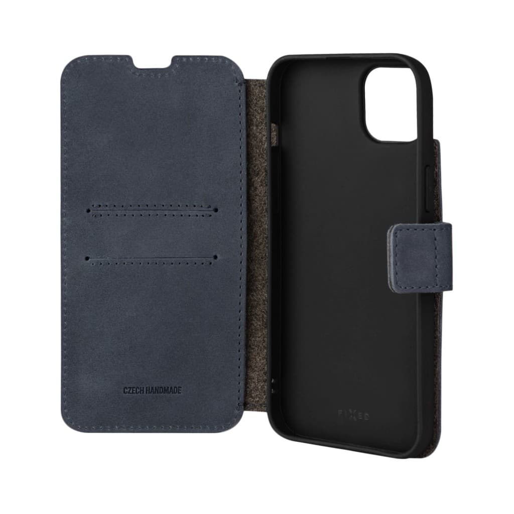 Kožené pouzdro typu kniha FIXED ProFit pro Apple iPhone 14 Plus, modré - náhled 4
