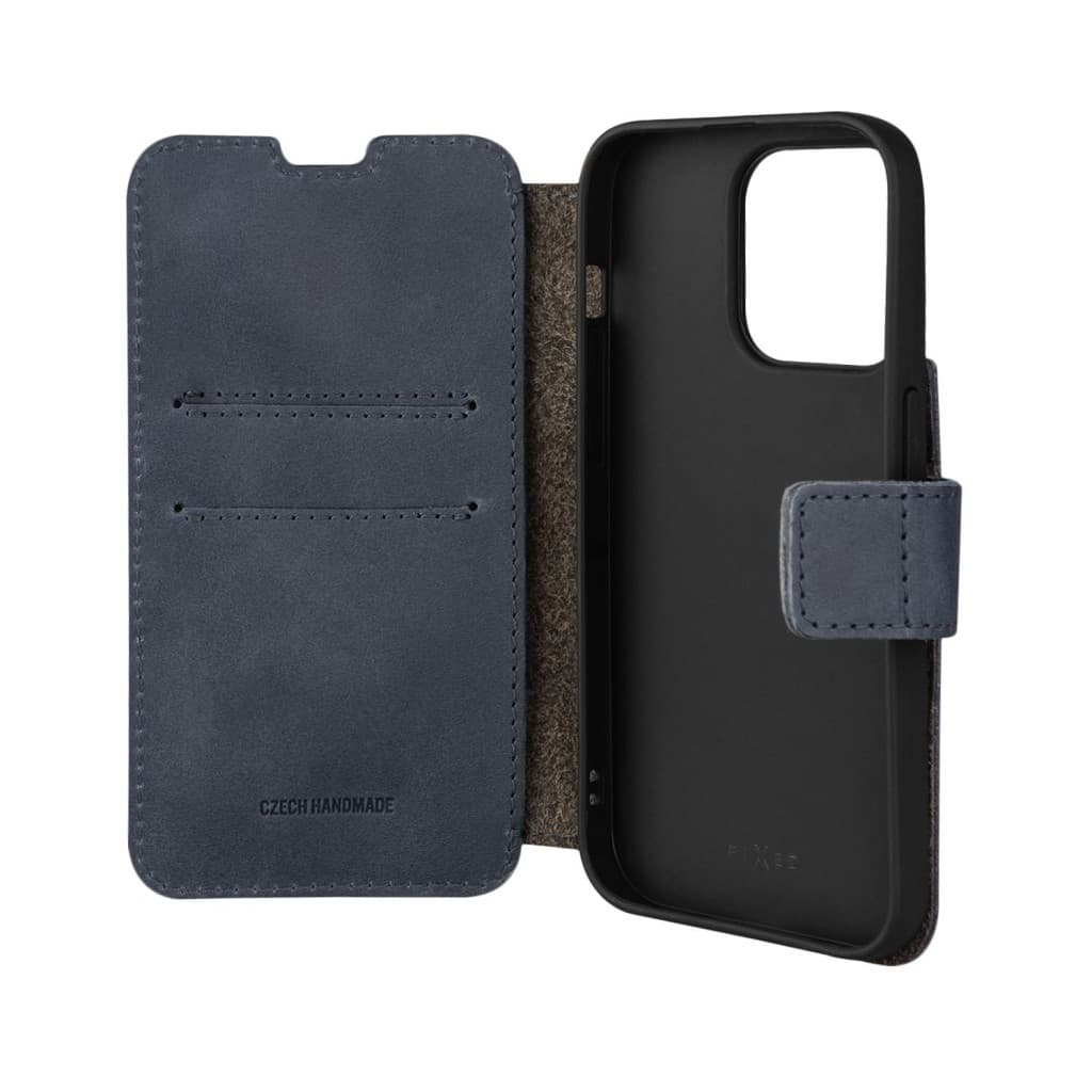 Kožené pouzdro typu kniha FIXED ProFit pro Apple iPhone 14 Pro, modré - náhled 4