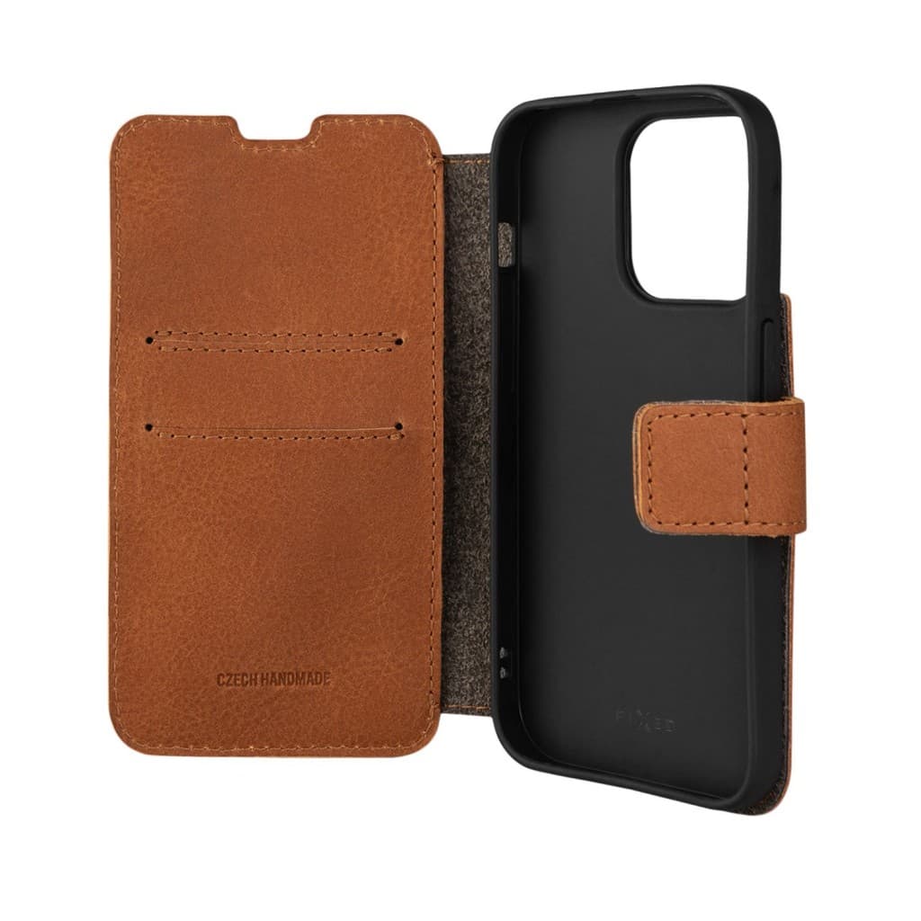 Kožené pouzdro typu kniha FIXED ProFit pro Apple iPhone 14 Pro, hnědé - náhled 4