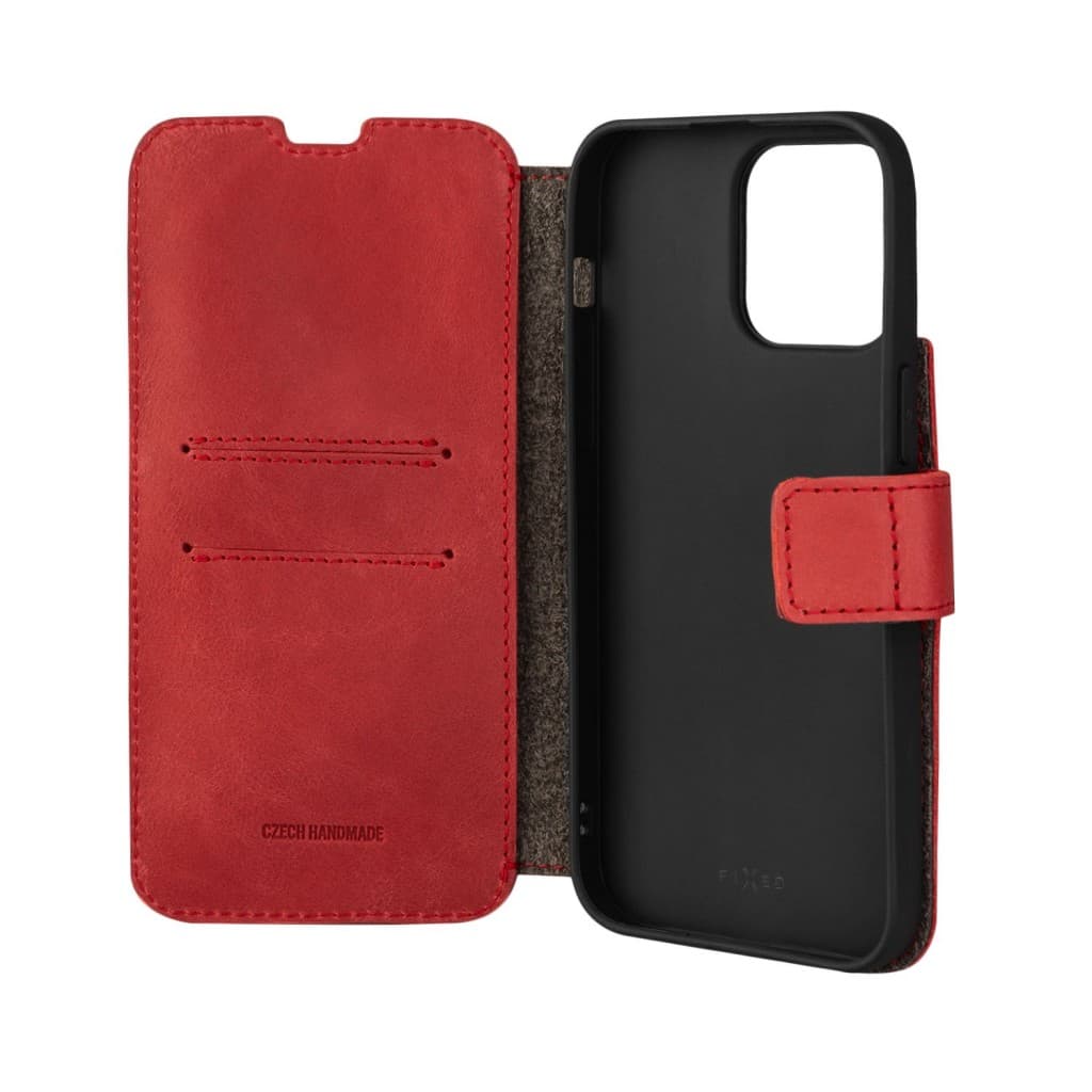 Kožené pouzdro typu kniha FIXED ProFit pro Apple iPhone 14 Pro Max, červené - náhled 4