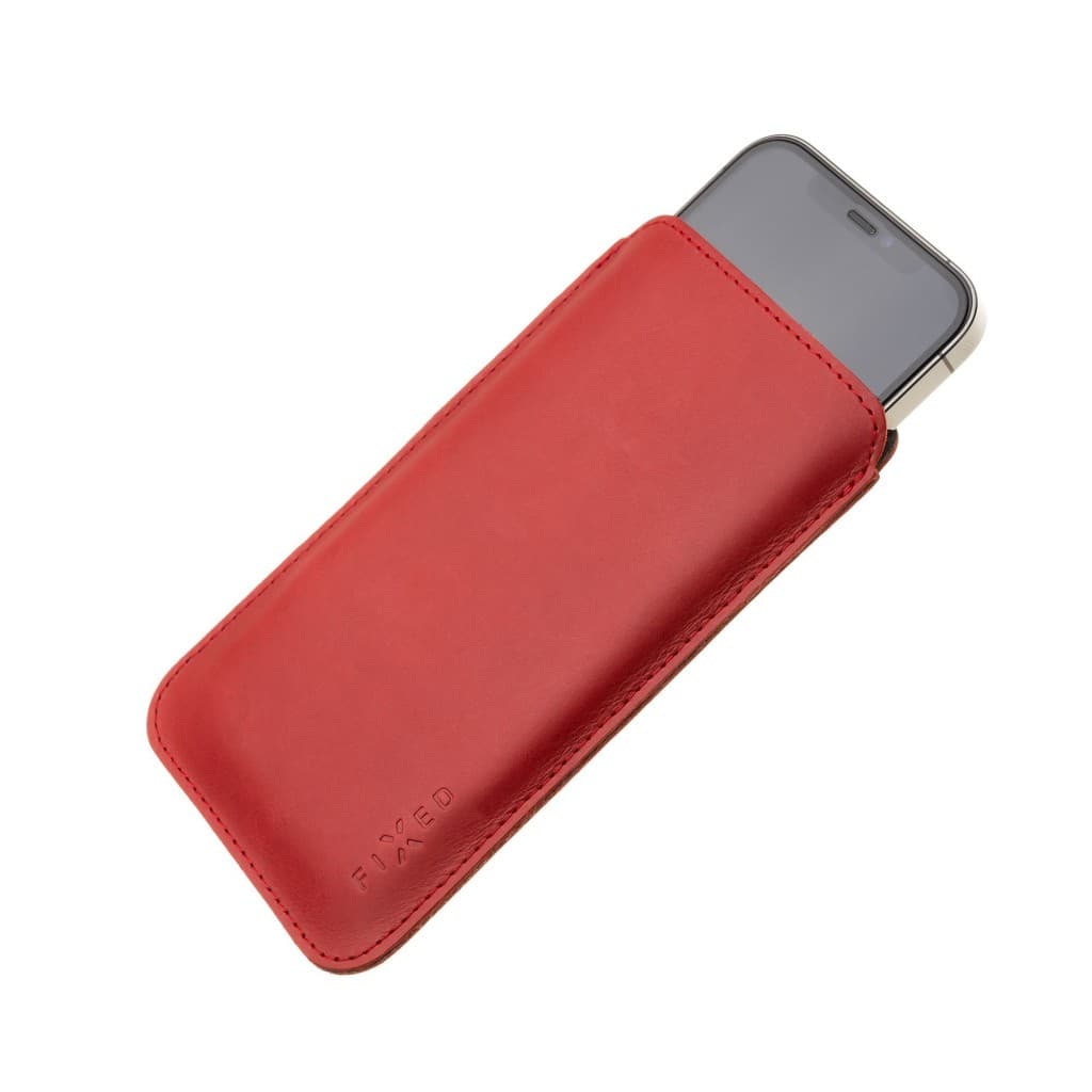 Tenké pouzdro FIXED Slim vyrobené z pravé kůže pro Apple iPhone 12/12 Pro/13/13 Pro, červené - náhled 4