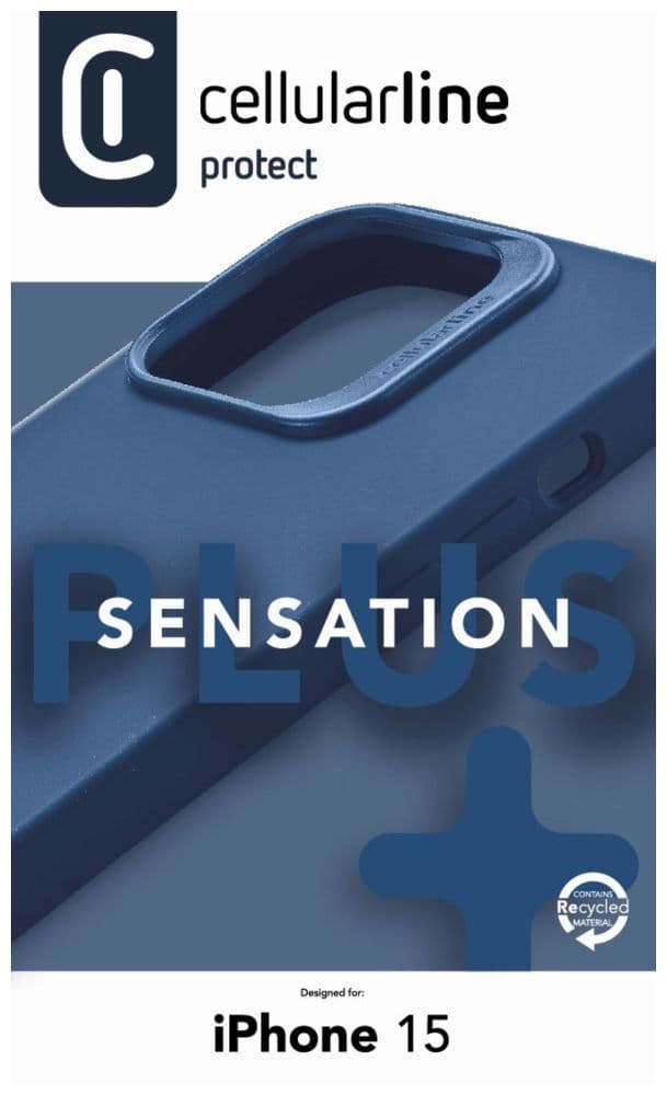 Ochranný silikonový kryt Cellularline Sensation Plus pro Apple iPhone 15, modrý - náhled 4