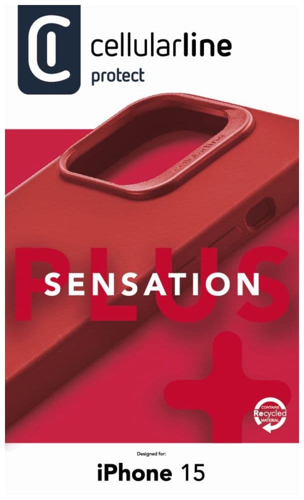 Ochranný silikonový kryt Cellularline Sensation Plus pro Apple iPhone 15, červený - náhled 4
