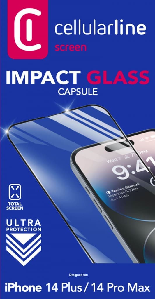 Ochranné tvrzené sklo pro celý displej Cellularline CAPSULE pro Apple iPhone 14 Plus/14 Pro Max, černé - náhled 4