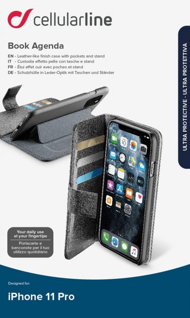 Pouzdro typu kniha CellularLine Book Agenda pro Apple iPhone 11 Pro, černé - náhled 4