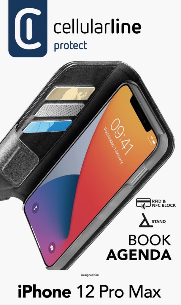Pouzdro typu kniha Cellularline Book Agenda 2 pro Apple iPhone 12 Pro Max, černé - náhled 4
