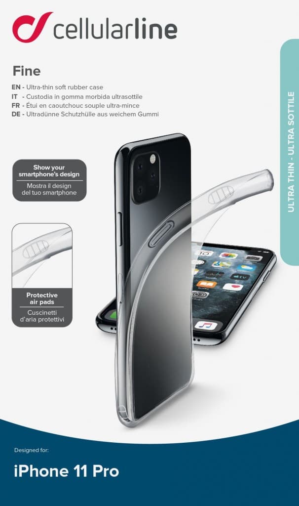 Extratenký zadní kryt CellularLine Fine pro Apple iPhone 11 Pro, transparentní - náhled 4