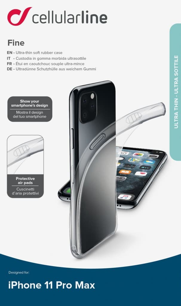 Extratenký zadní kryt CellularLine Fine pro Apple iPhone 11 Pro Max, transparentní - náhled 4