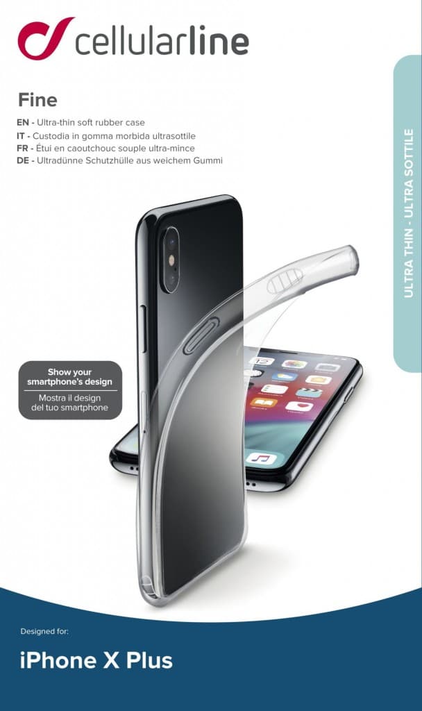Extratenký zadní kryt CellularLine Fine pro Apple iPhone XS Max, transparentní - náhled 4