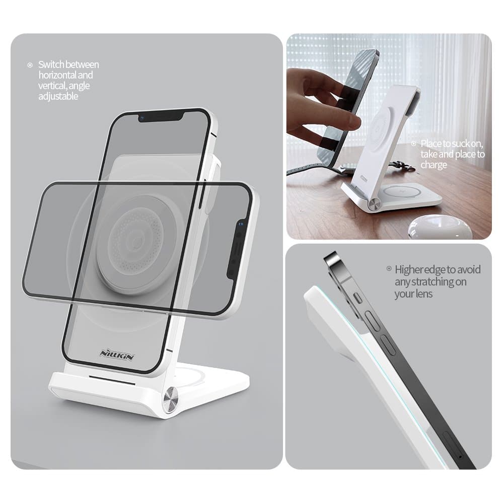 Bezdrátová nabíječka Nillkin PowerTrio 3v1 MagSafe pro Samsung Watch White - náhled 4
