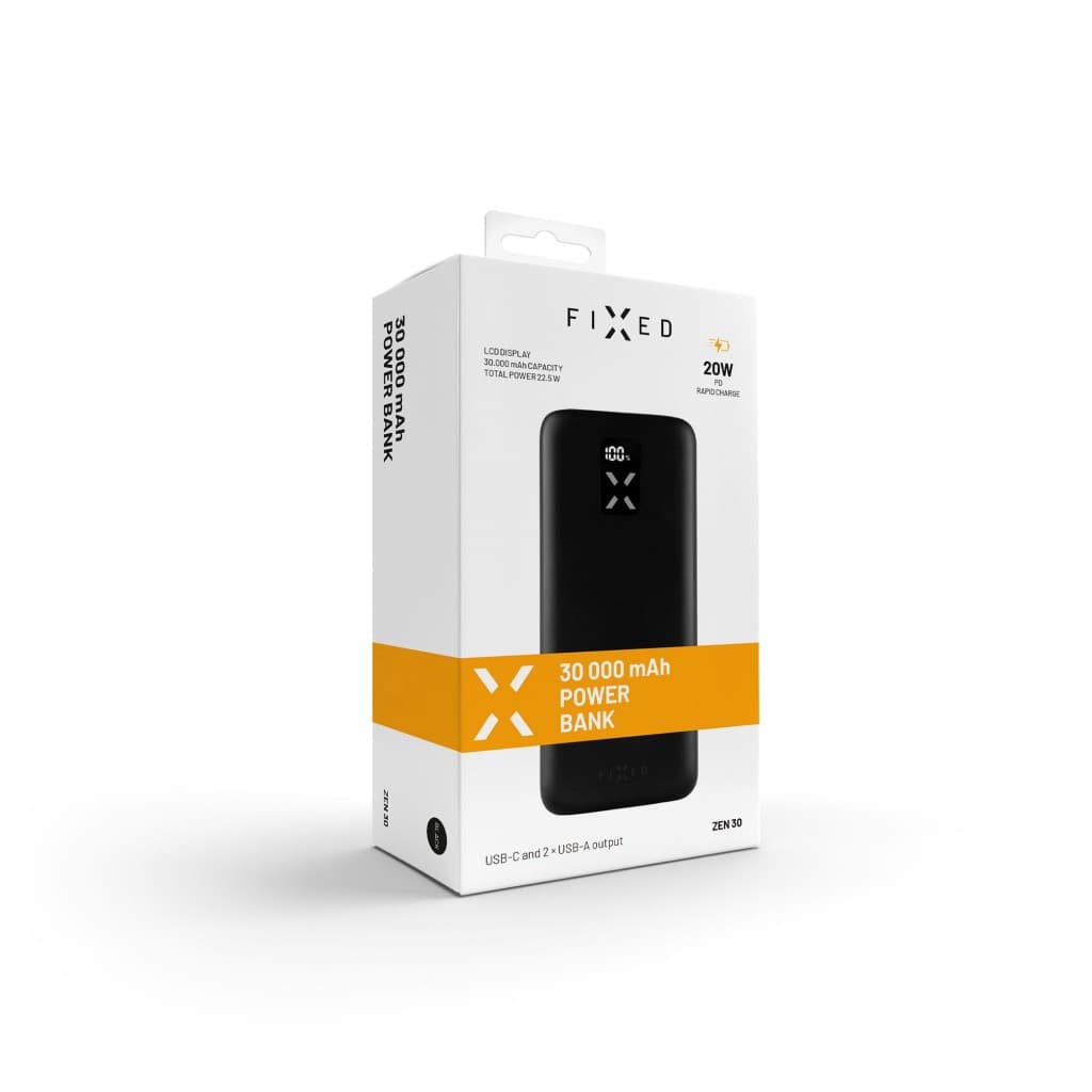 Powerbanka FIXED Zen 30 s LCD displejem a výstupem PD 20W, 30 000 mAh, černá - náhled 4