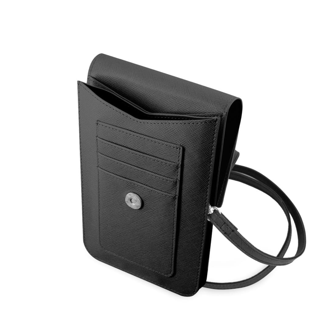 Kabelka na mobil Guess PU Saffiano Triangle Logo černá - náhled 4