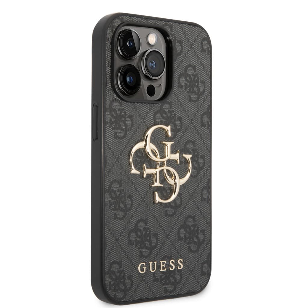 Guess PU 4G Metal Logo Zadní Kryt pro iPhone 15 Pro Grey - náhled 4