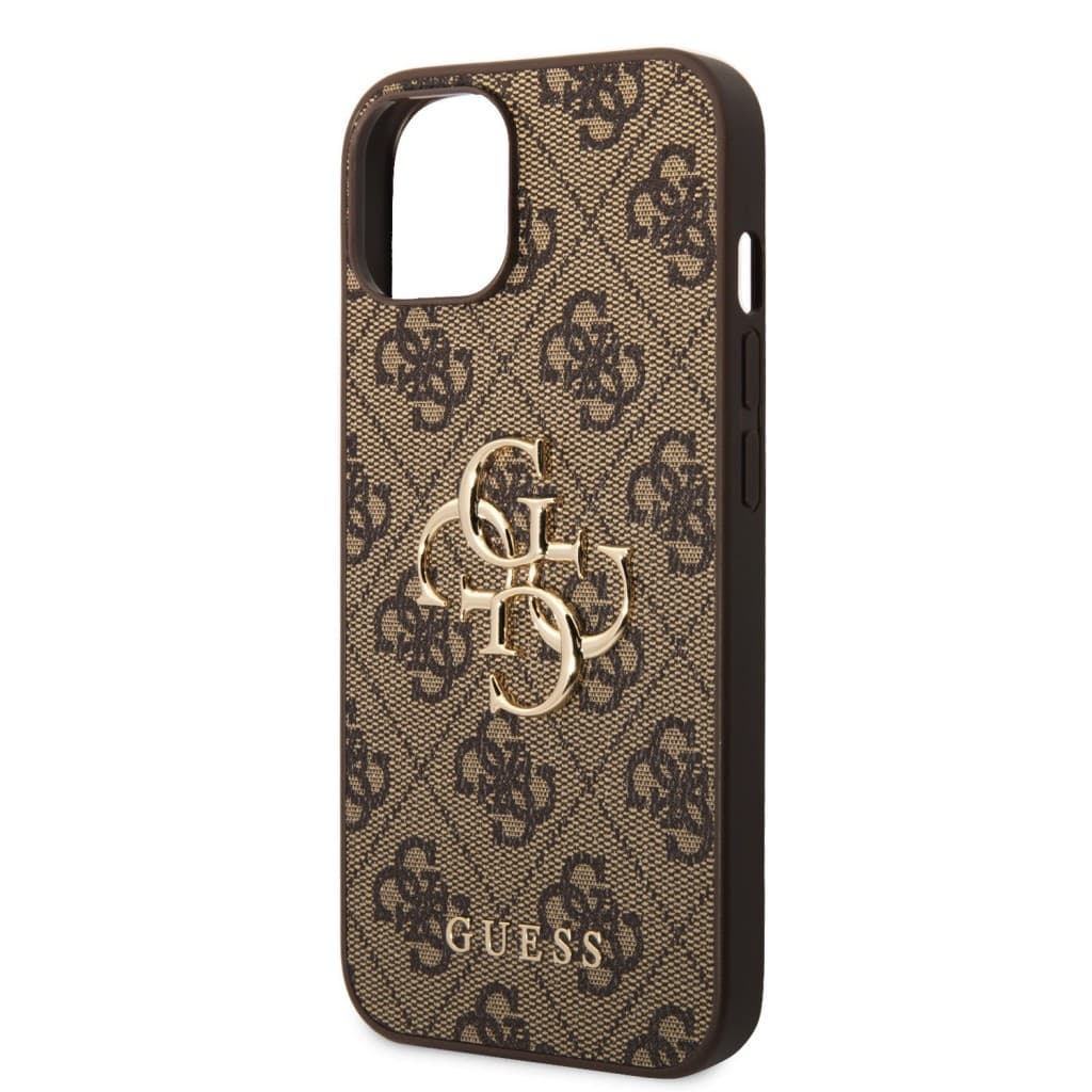 Guess PU 4G Metal Logo Zadní Kryt pro iPhone 15 Brown - náhled 4