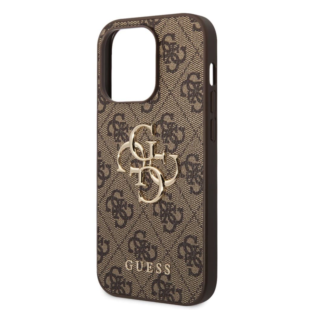 Guess PU 4G Metal Logo Zadní Kryt pro iPhone 15 Pro Max Brown - náhled 4