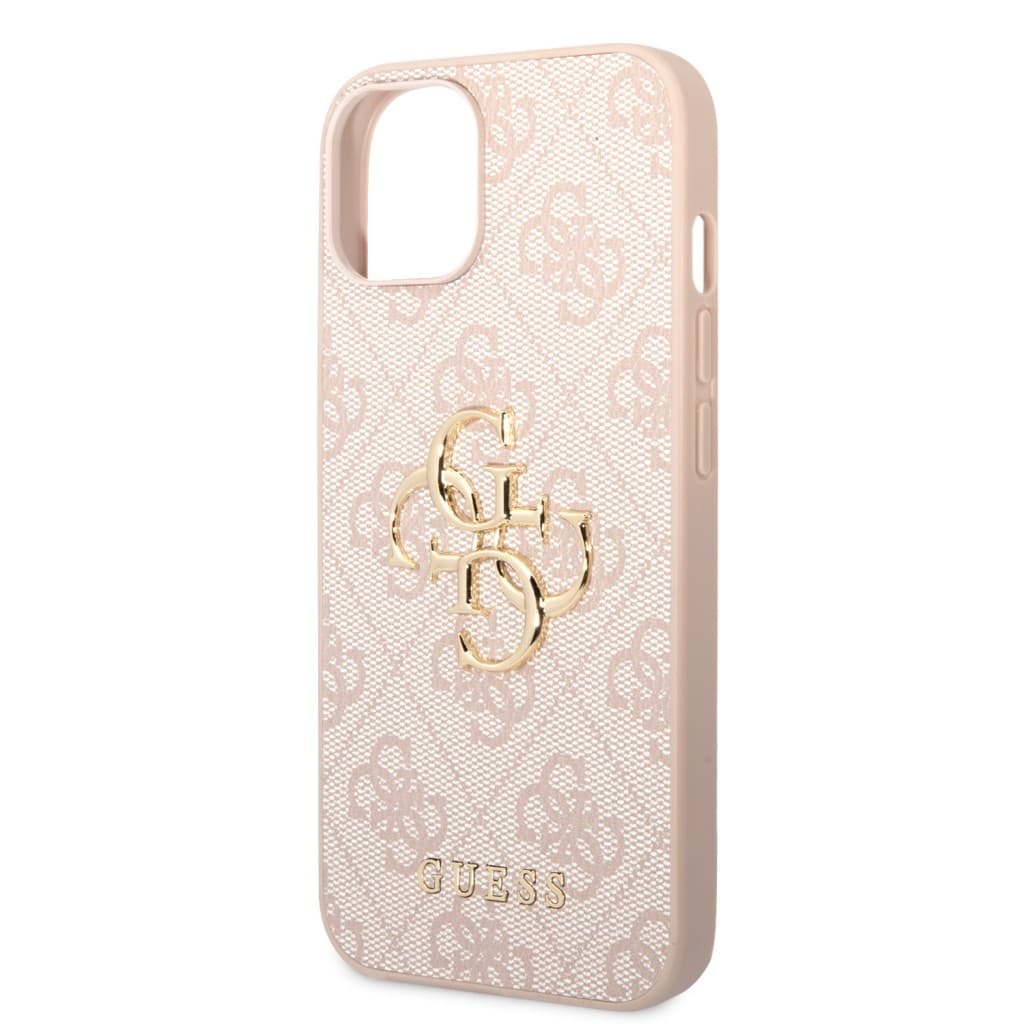 Guess PU 4G Metal Logo Zadní Kryt pro iPhone 15 Pink - náhled 4