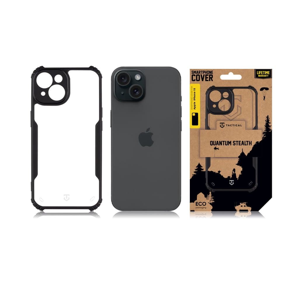 Tactical Quantum Stealth Kryt pro Apple iPhone 15 Clear/Black - náhled 4